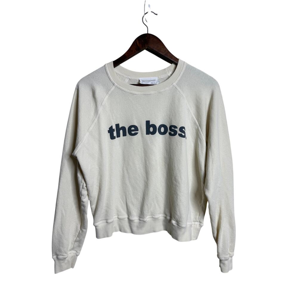 Self Contrast The Boss Graphic Crewneck Sweatshirt Ivory Womans S